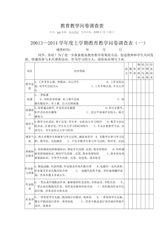 教育教学问卷调查表