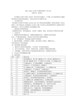 九年级下期体育教学计划