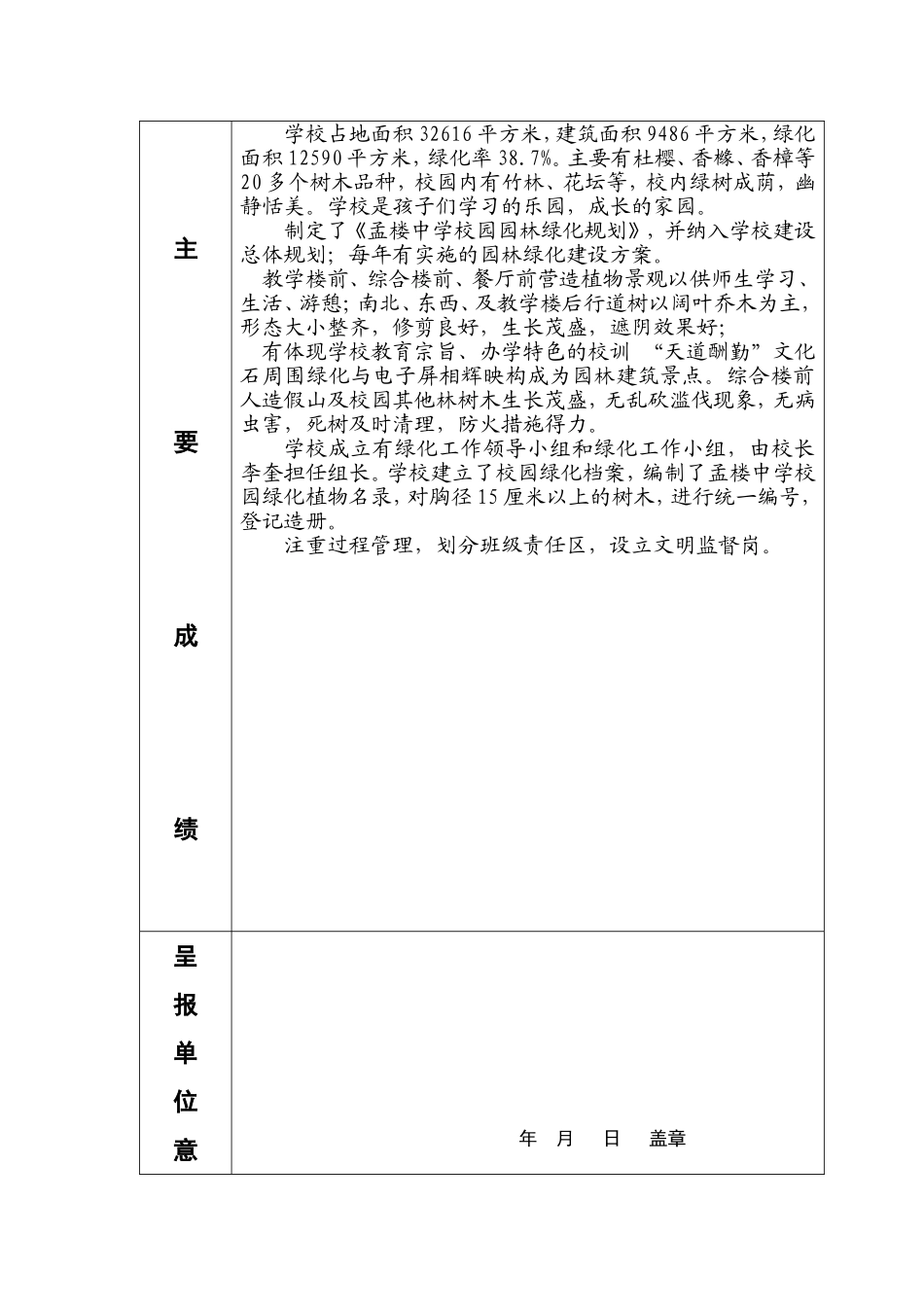 孟楼中学创建襄阳市生态校园申报表_第3页