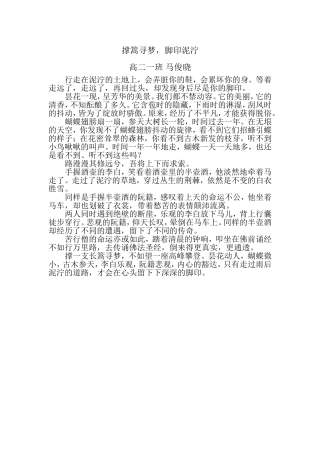 高二一班马俊晓撑篙寻梦，脚印泥泞