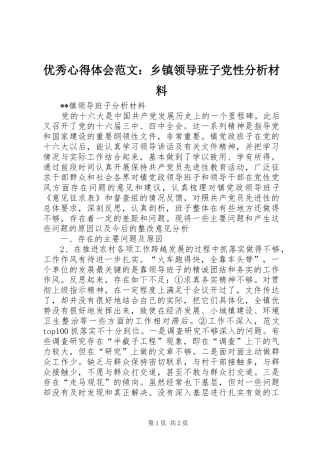 优秀心得体会范文：乡镇领导班子党性分析材料