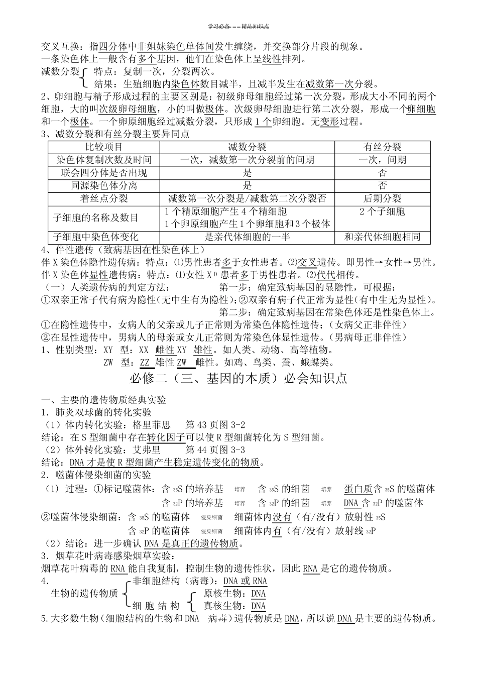 学业水平测试生物必修二知识点全览 _第2页
