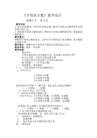 字母表示数教学设计 (2)