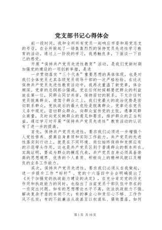 党支部书记心得体会