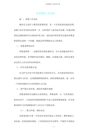 总带教工作计划 
