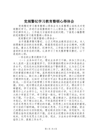 党规警纪学习教育整顿心得体会