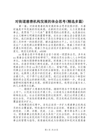 对街道慈善机构发展的体会思考(精选多篇)