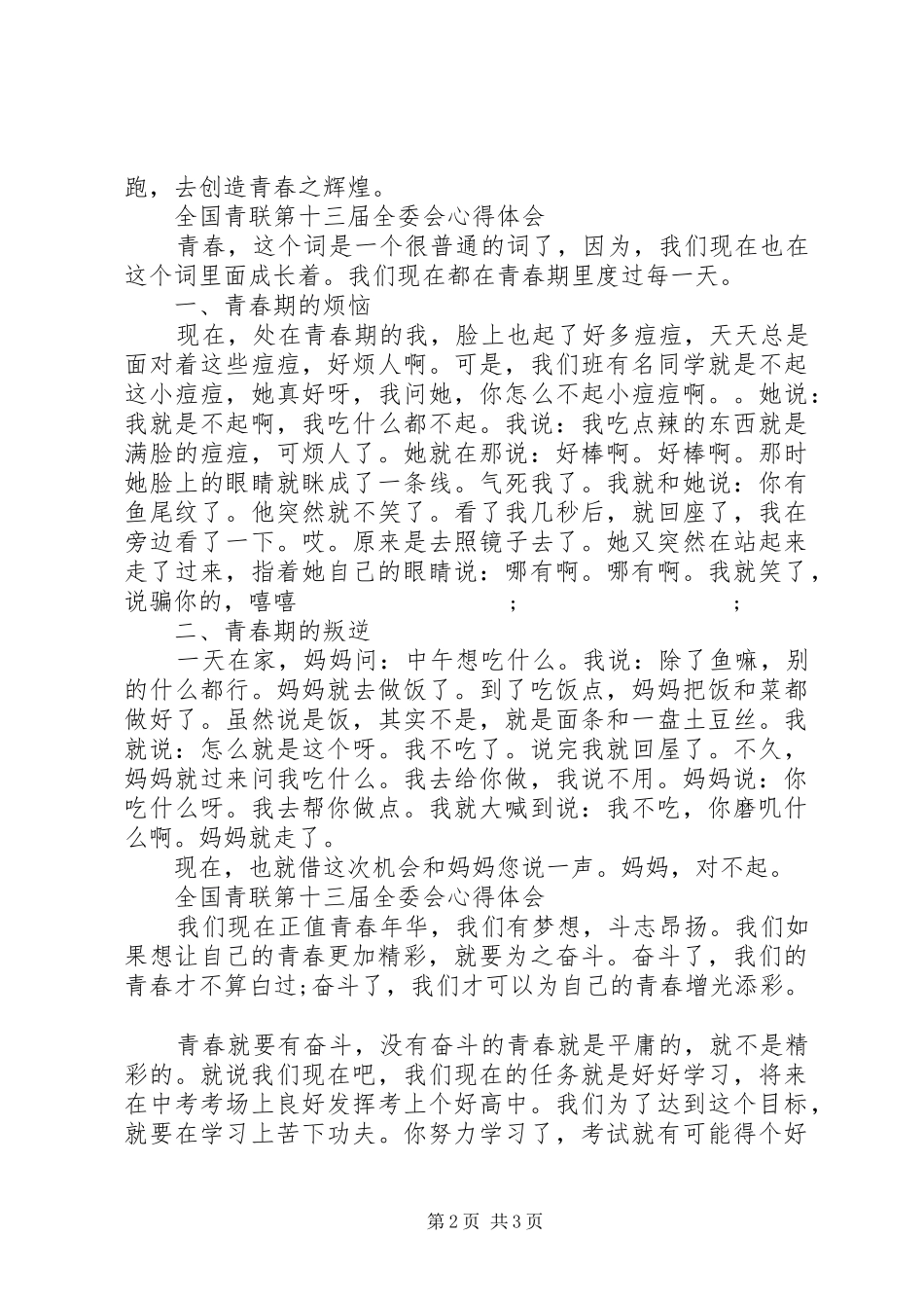 最新全国青联第十三届全委会心得体会范文精选_第2页