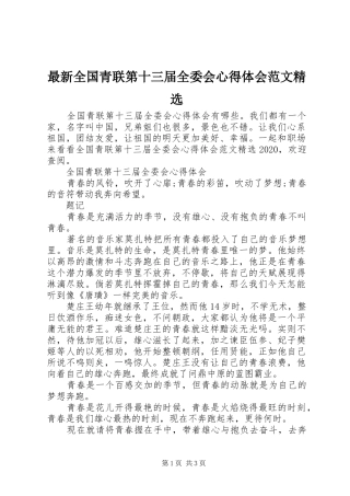最新全国青联第十三届全委会心得体会范文精选