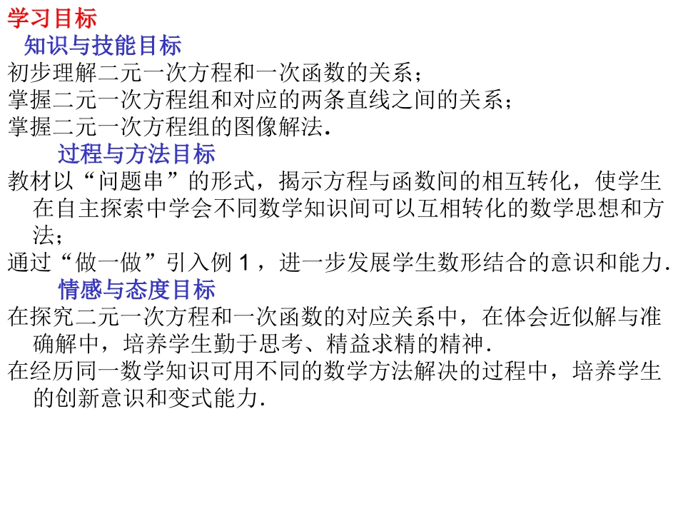 [名校联盟]甘肃省张掖市临泽县城关中学八年级数学《762二元一次方程与一次函数》课件（二）_第2页