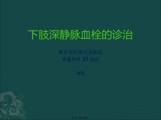 下肢深静脉血栓形成的诊治--刘凯