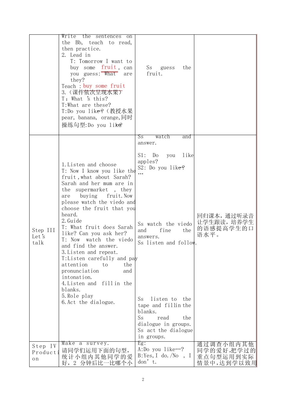 you like pears教学设计学情分析教材分析课后反思 _第2页