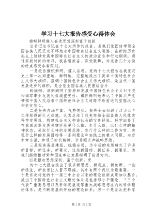 学习十七大报告感受心得体会