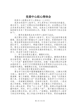党委中心组心得体会