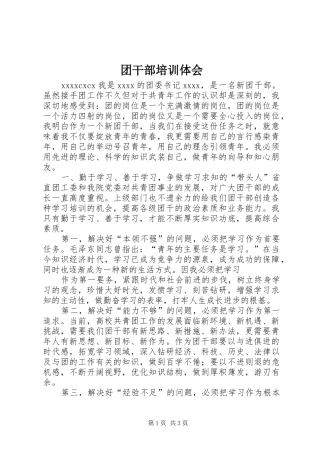 团干部培训体会