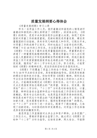 质量发展纲要心得体会