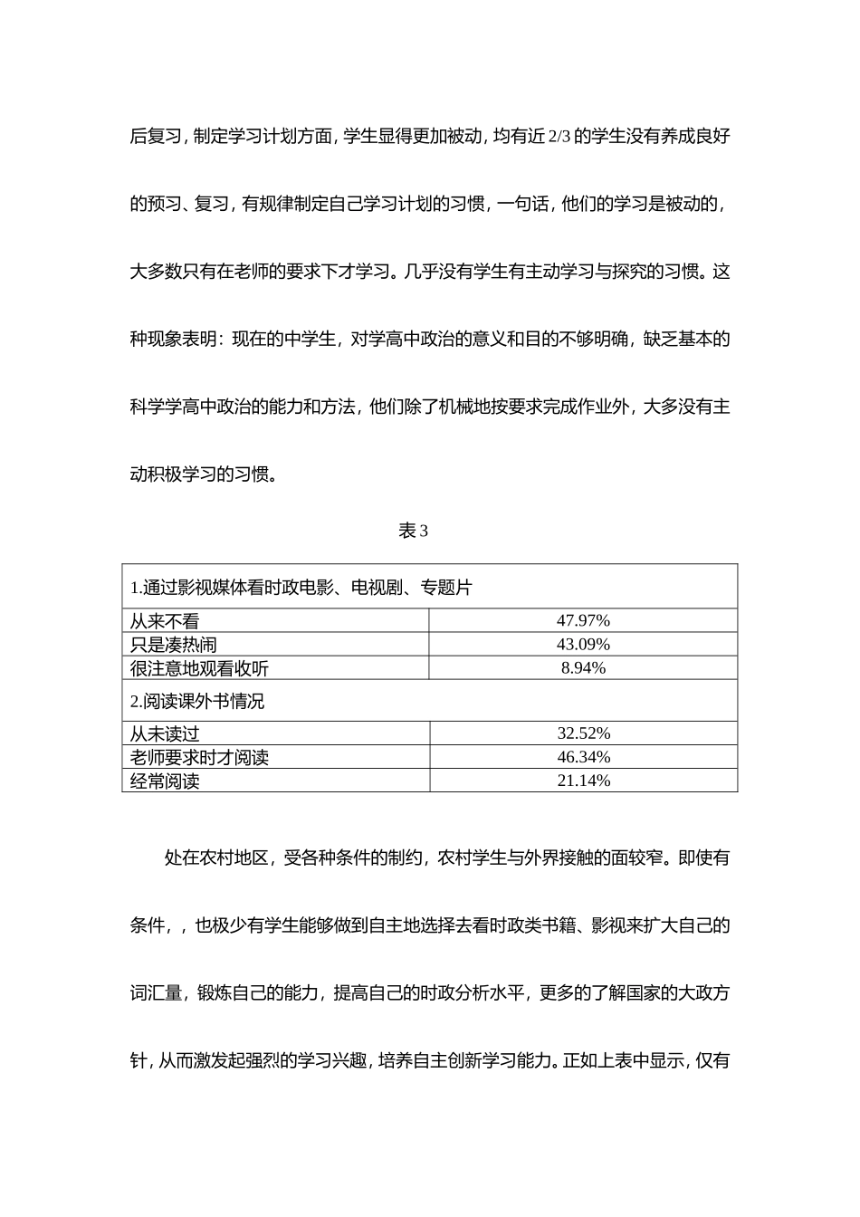 政治学习情况问卷调查分析总结[1]_第3页