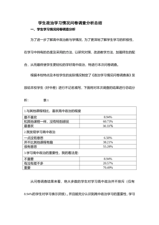 政治学习情况问卷调查分析总结[1]