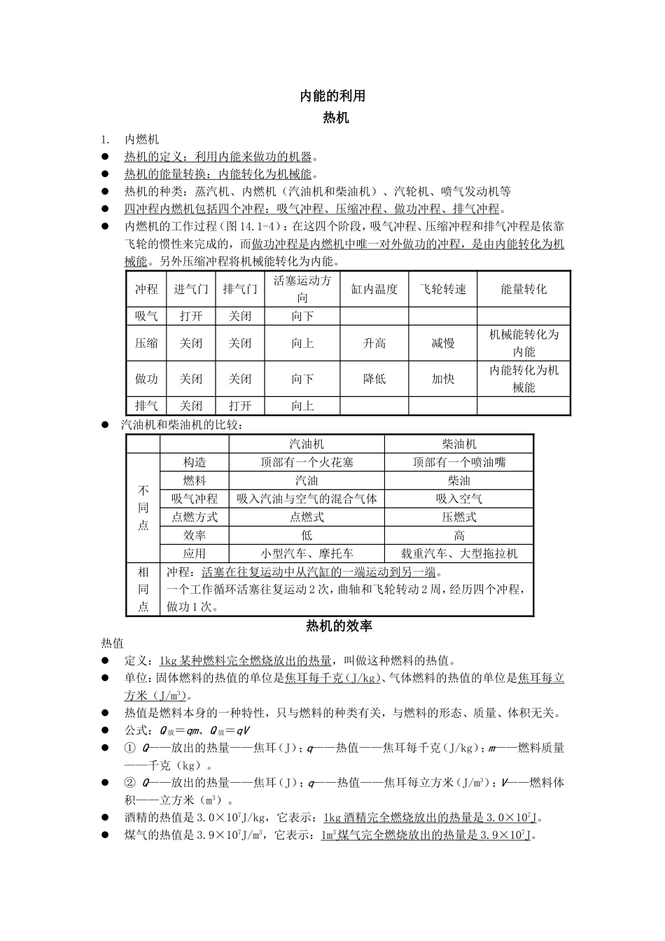 内能的利用复习提纲_第1页