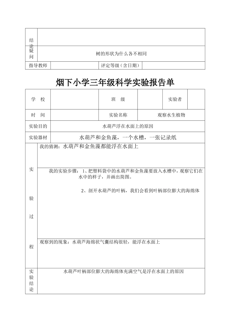 教科版三年级上册科学实验报告单[1]_第3页