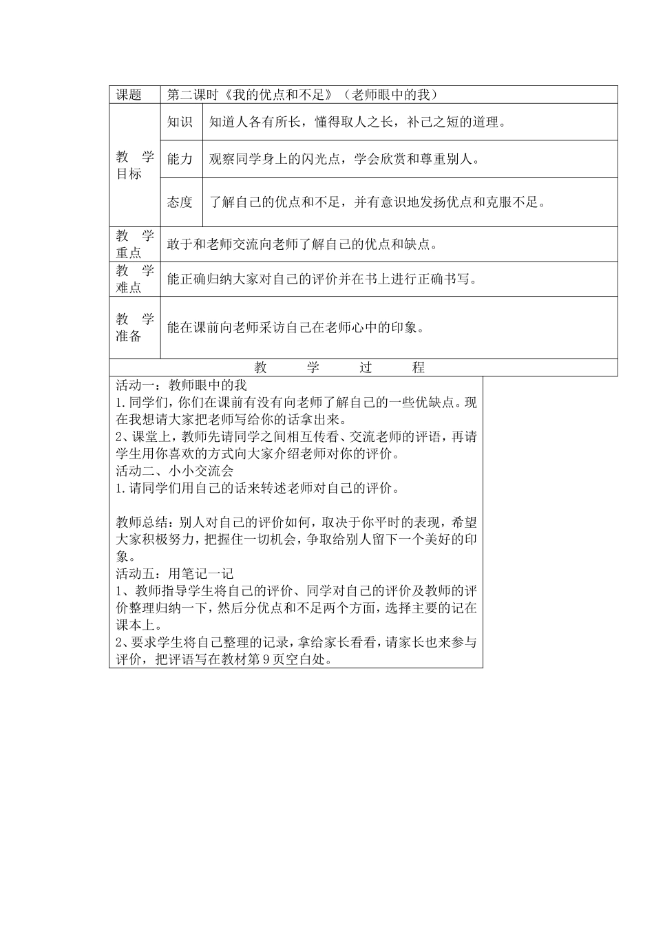 《老师眼中的我》教学设计_第1页
