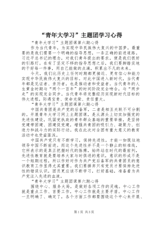“青年大学习”主题团学习心得