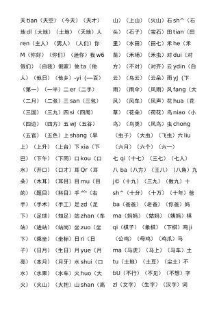 小学语文一年生字组词