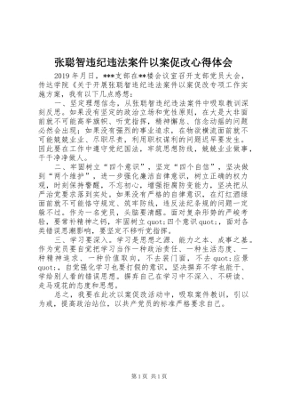 张聪智违纪违法案件以案促改心得体会