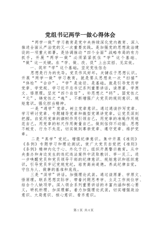 党组书记两学一做心得体会