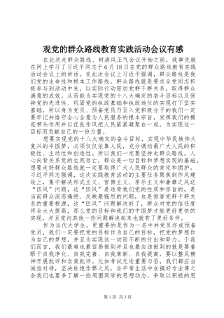 观党的群众路线教育实践活动会议有感