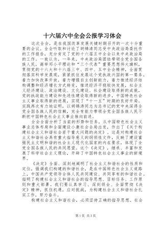 十六届六中全会公报学习体会
