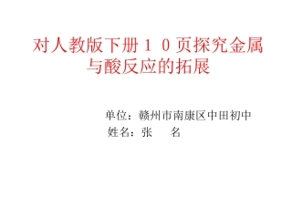 对探究金属与酸反应的拓展