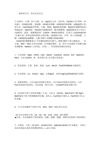 初中化学重要知识点