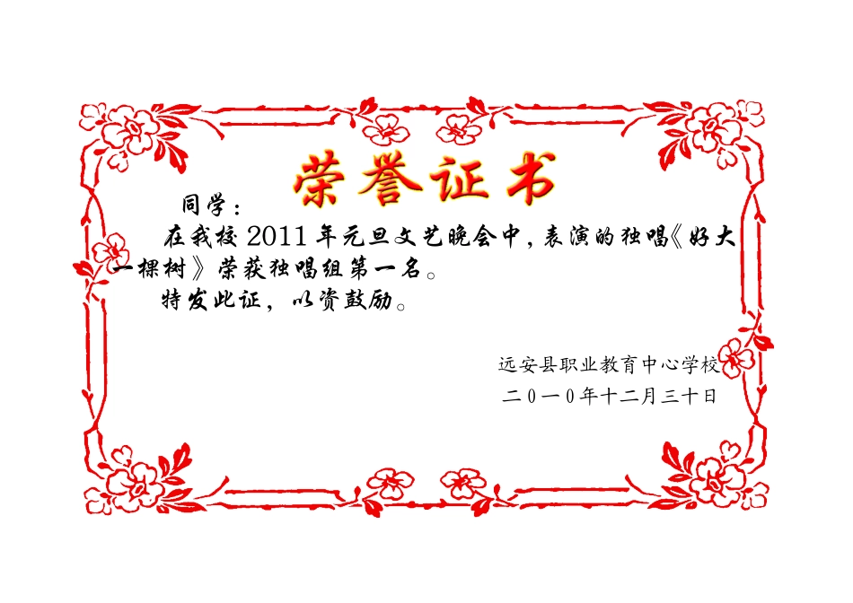 荣誉证书模板大全_第1页