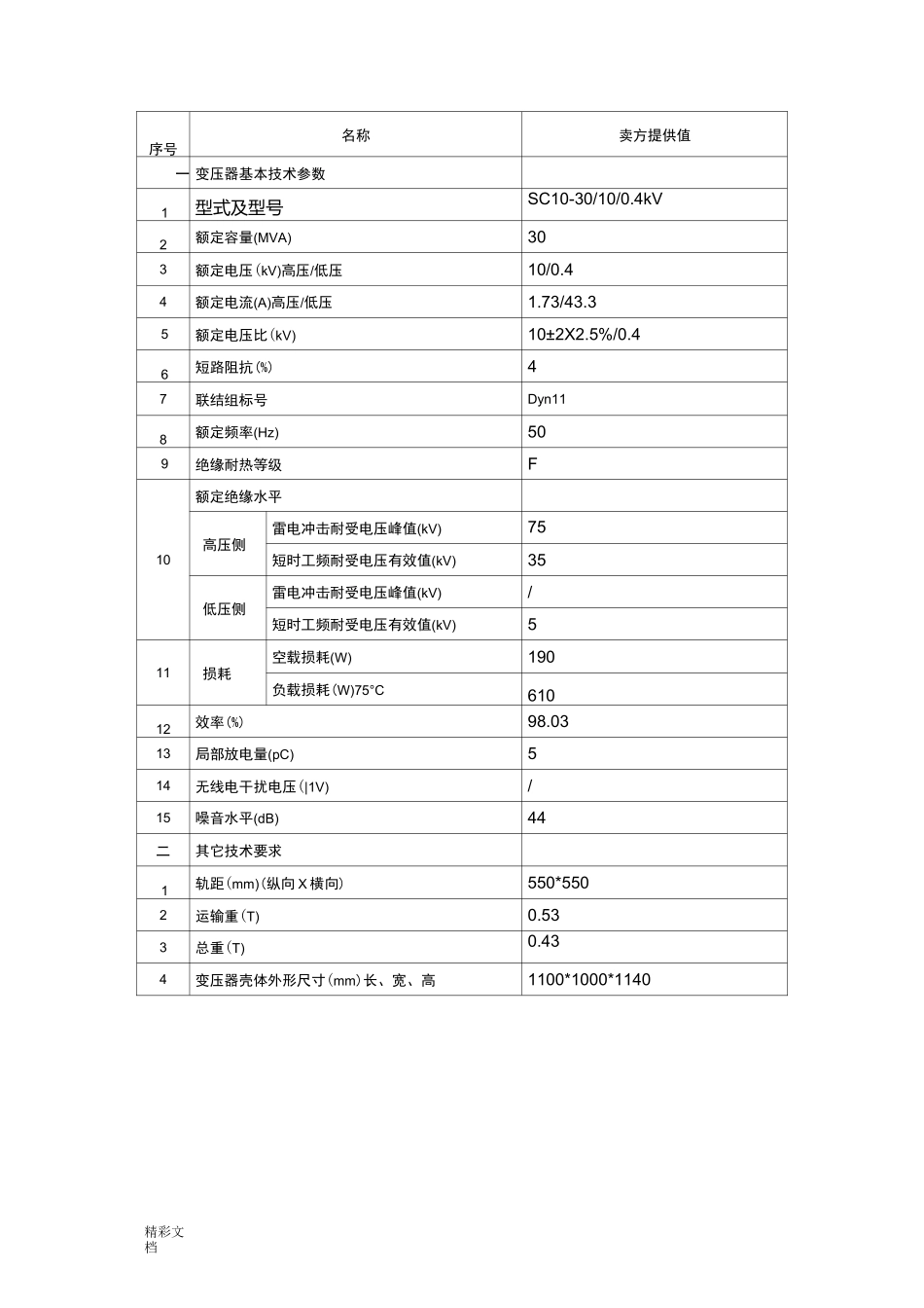 10KV干式变压器全参数表(1)_第2页
