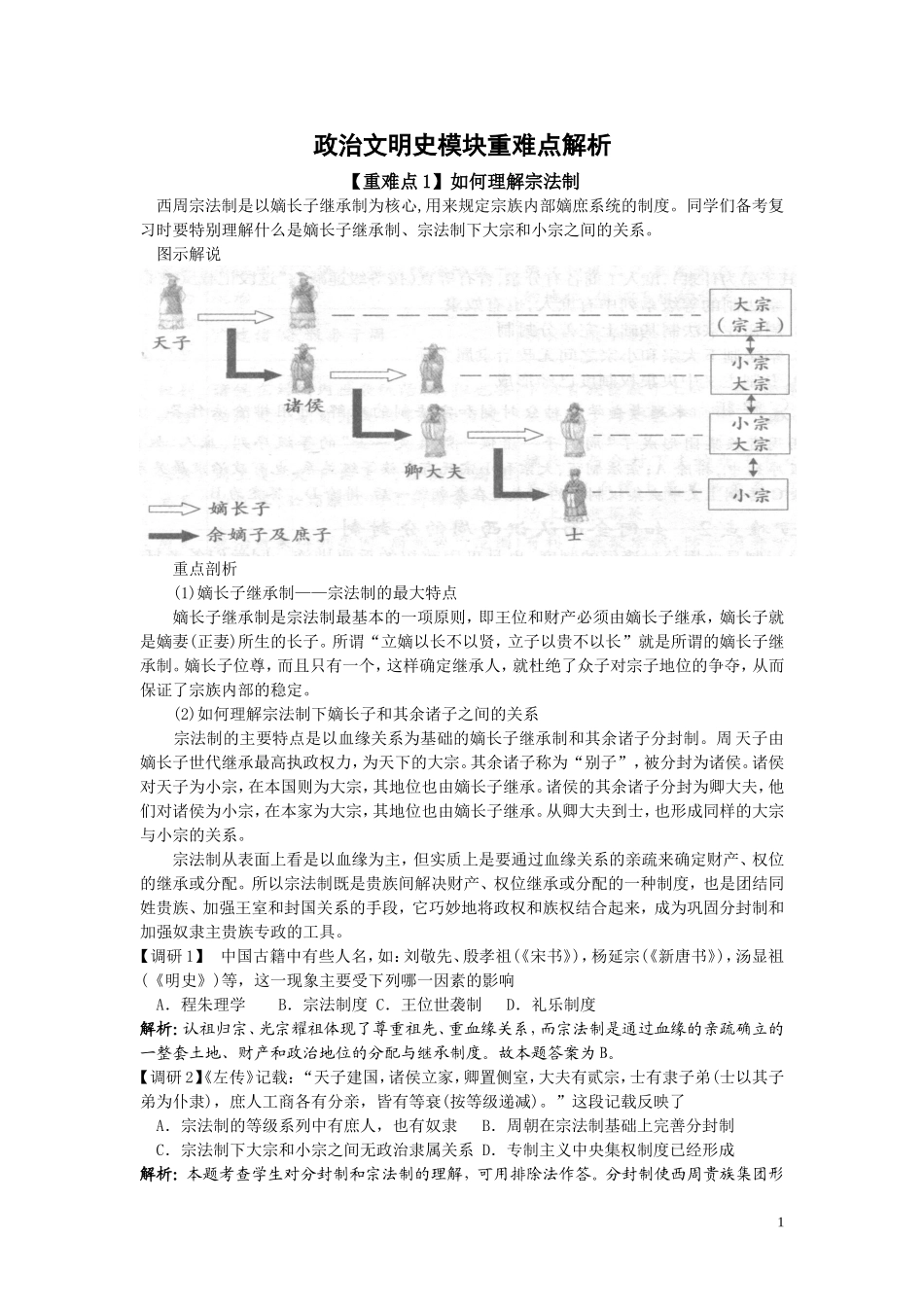 难点解析：政治文明史模块重难点解析_第1页