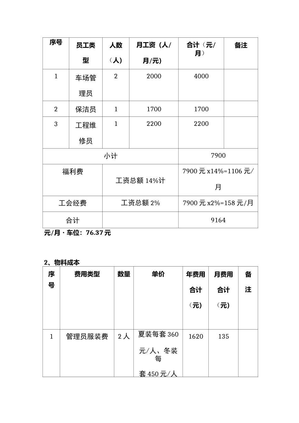 地下停车位管理费用明细_第2页