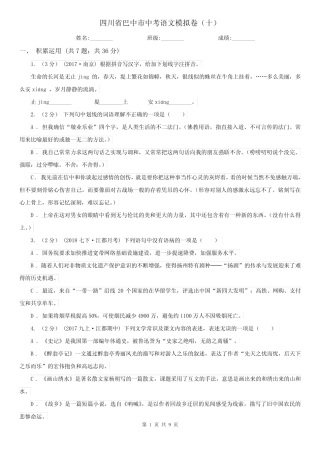 四川省巴中市中考语文模拟卷(十) 