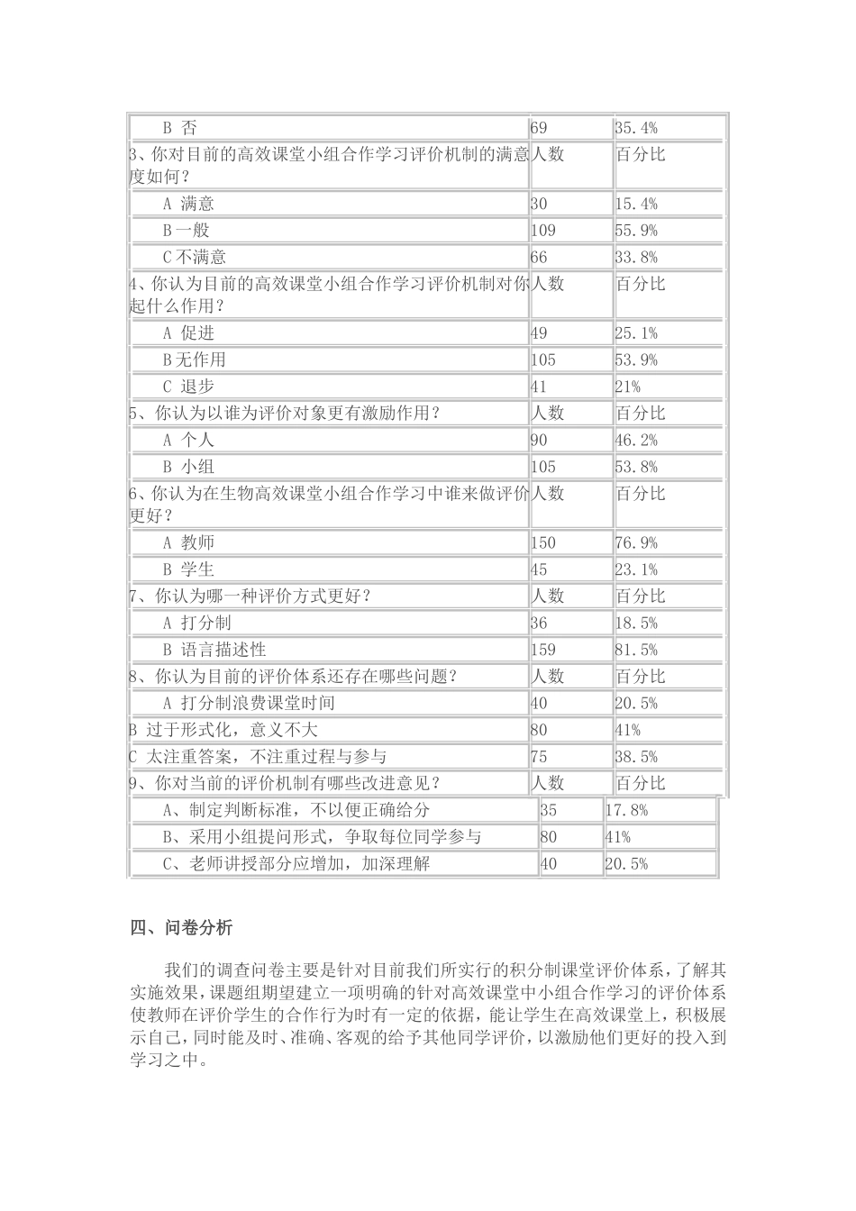 于中学生课堂小组合作学习的评价研究的问卷调查与分析_第2页