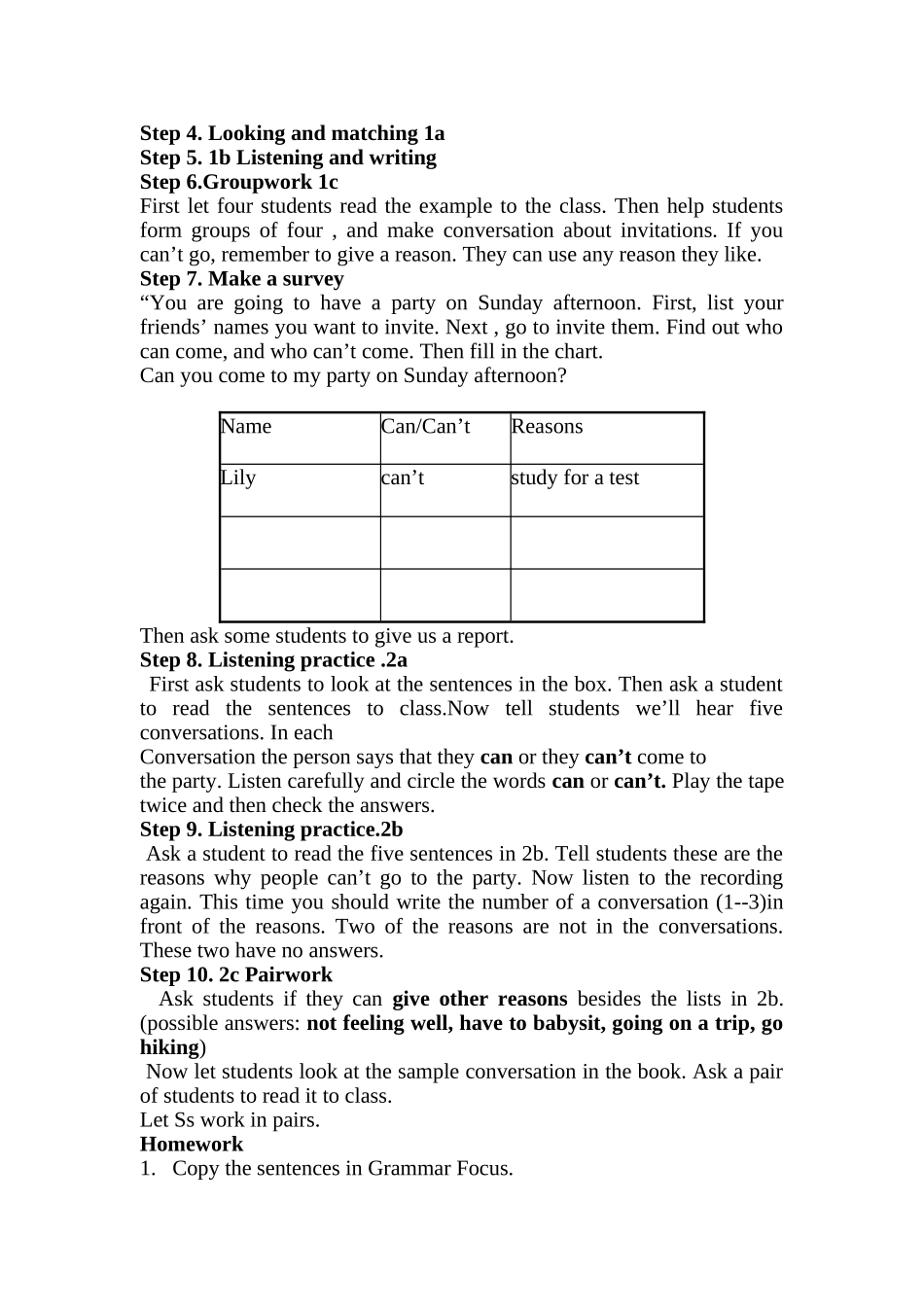 八年级英语Unit_5_Can_you_come_to_my_party教案-_第2页