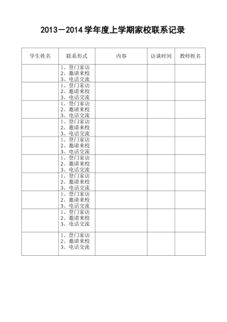 家访活动记录表