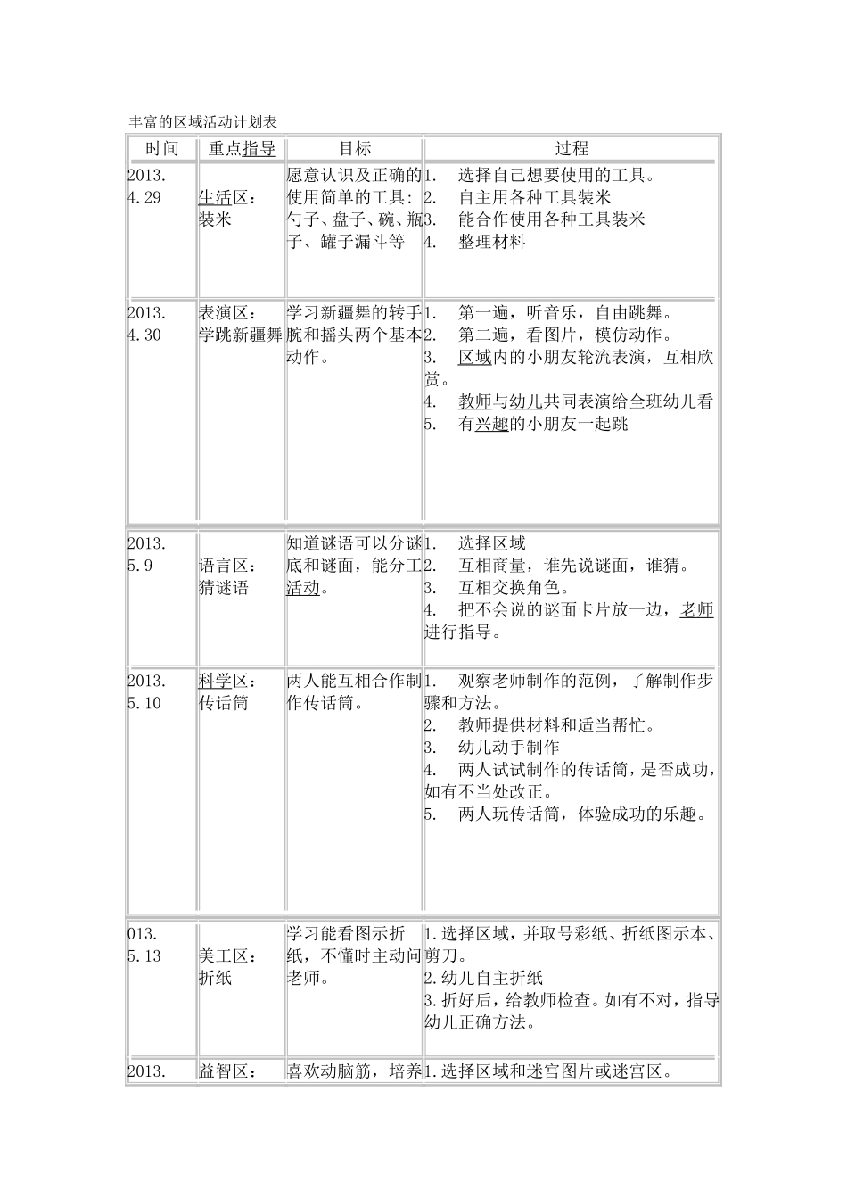 丰富的区域活动计划表_第1页