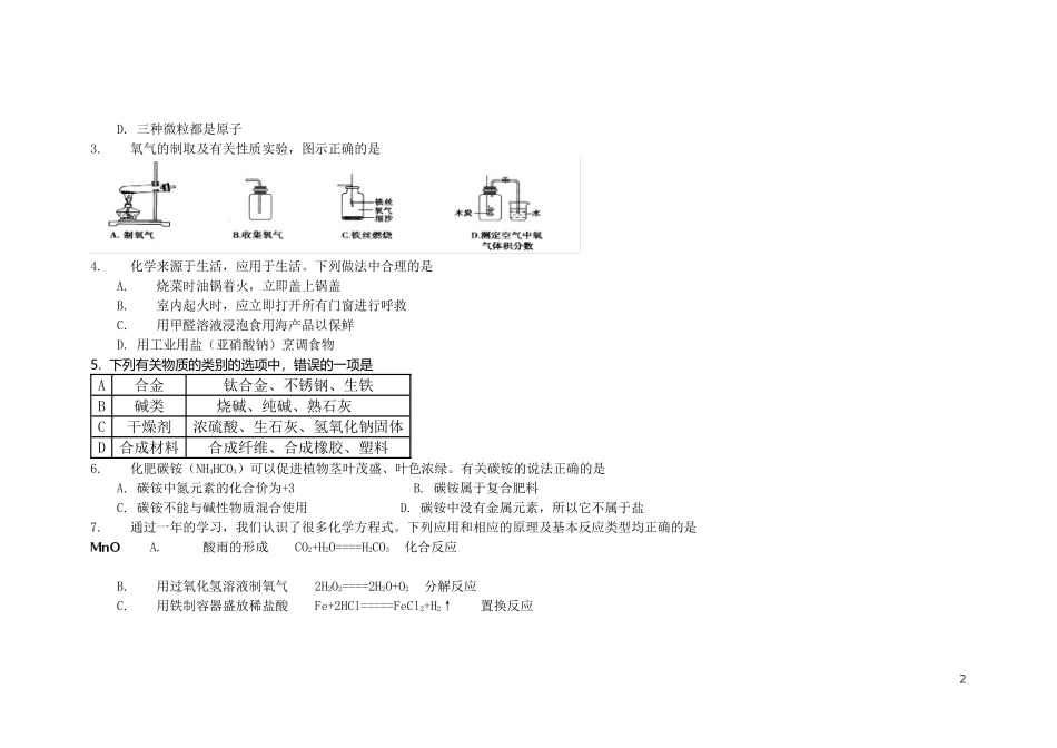 2014年内蒙古通辽市初中毕业生学业考试试题化学_第2页