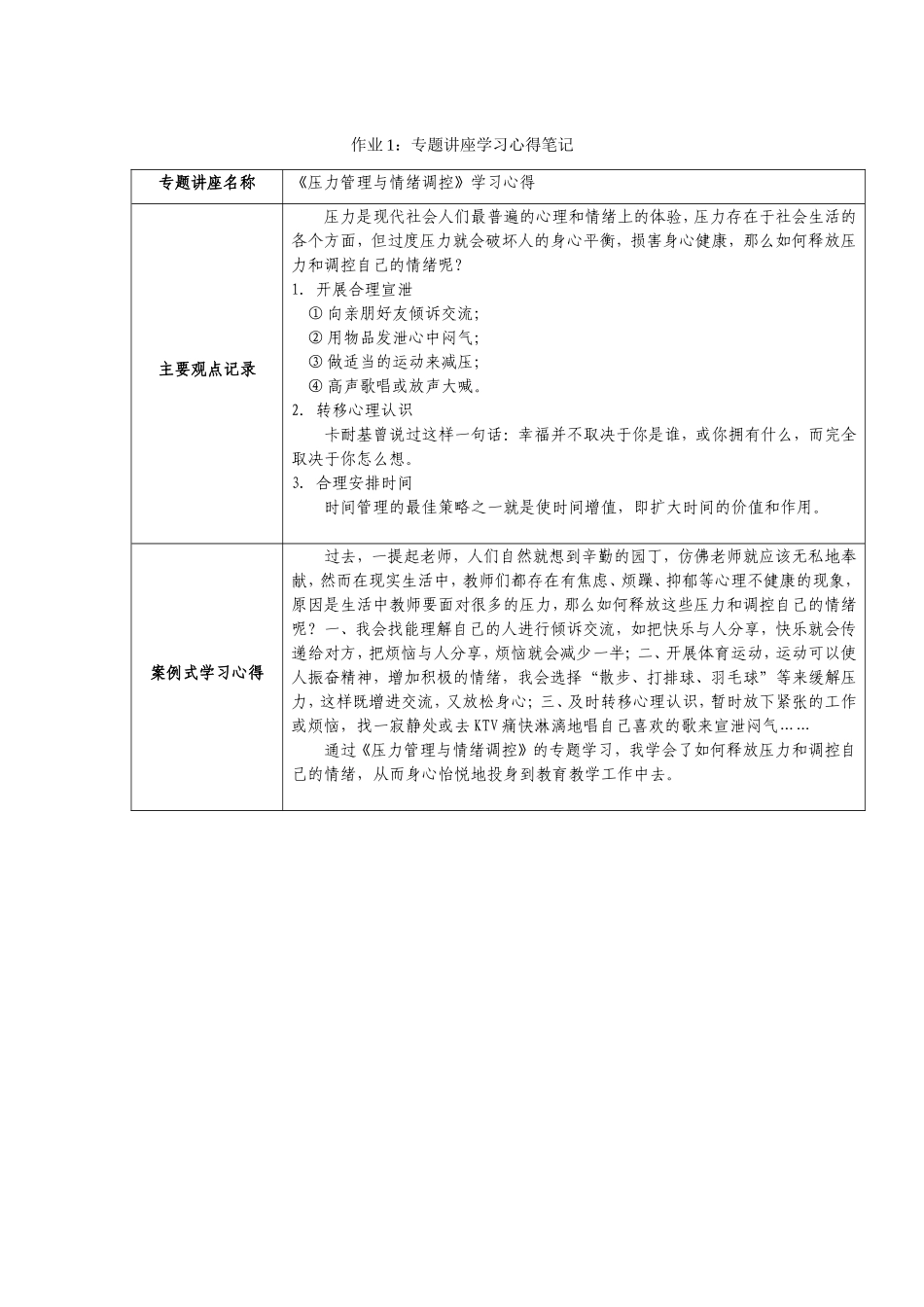《压力管理与情绪调控》学习心得笔记(1)_第1页