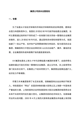 集团公司资本运营规划