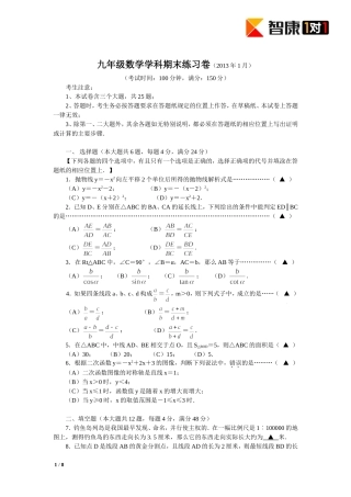 2013闸北区中考数学一模试卷