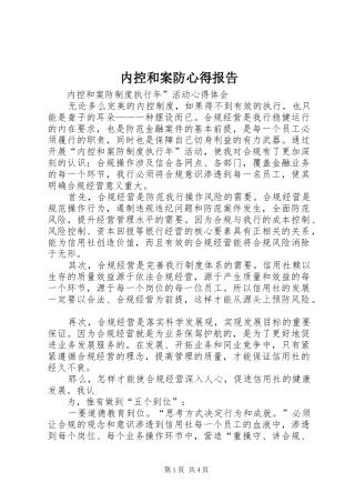 内控和案防心得报告