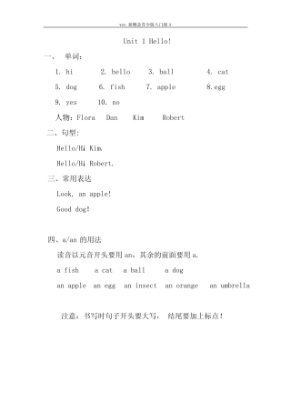 新概念青少版入门级 a 知识点总结 