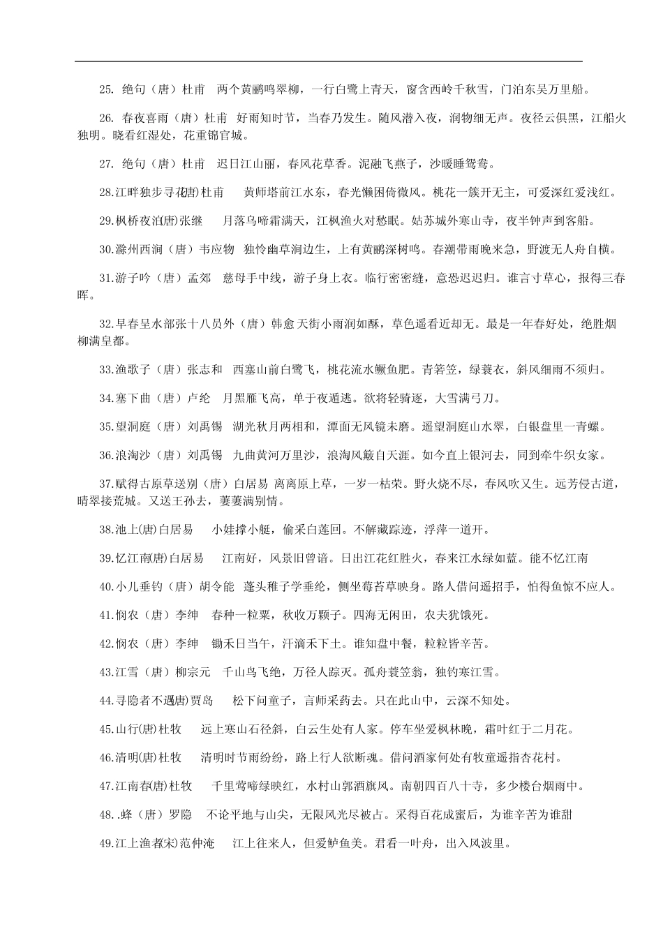 作完美打印版(人教、新课标)附带小学必背古诗75首 _第2页