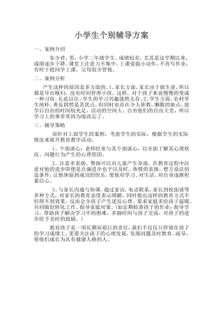 小学生个别辅导方案
